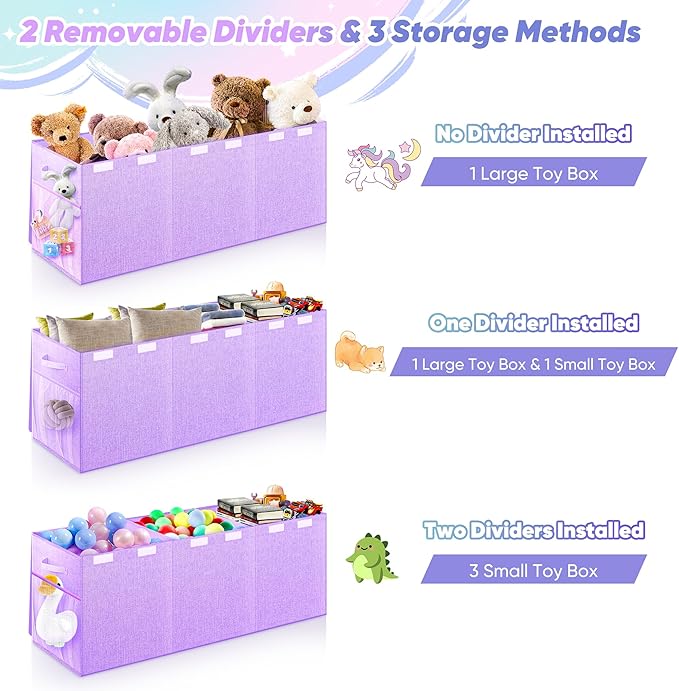 Extra Large Toy Box, Toy Chest for Kids Boys Girls, Collapsible Sturdy Storage - Image 6
