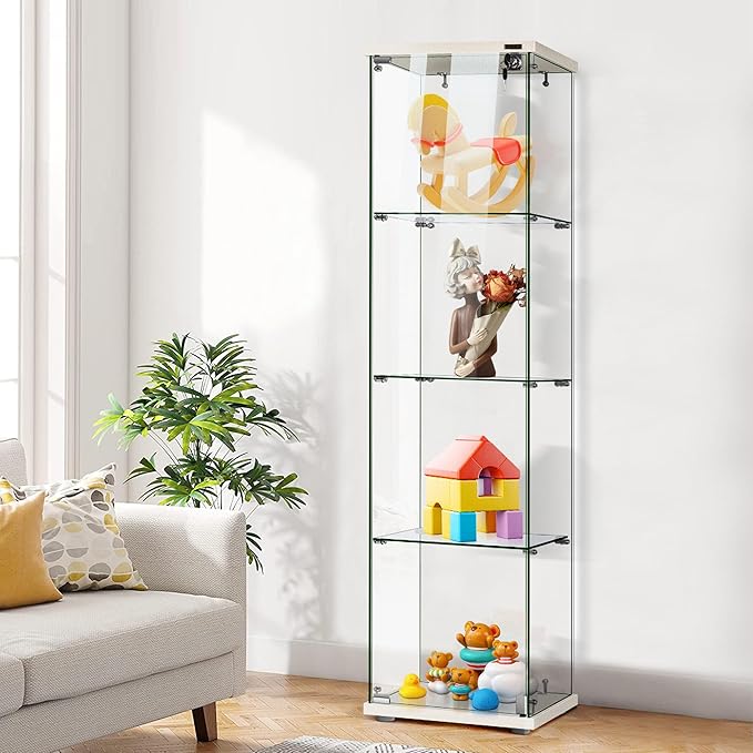 VIVOHOME 4 Layers 15.7''W x 15.7''D x 62.6''H Glass Display Cabinet Countertop - Image 2