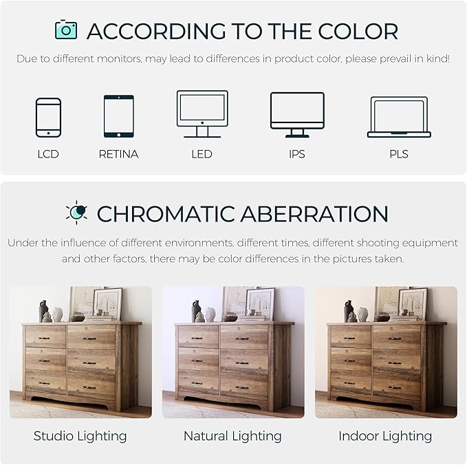 LINSY HOME 6 Drawers Dresser for Bedroom, Modern Farmhouse Storage Dresser - Image 8