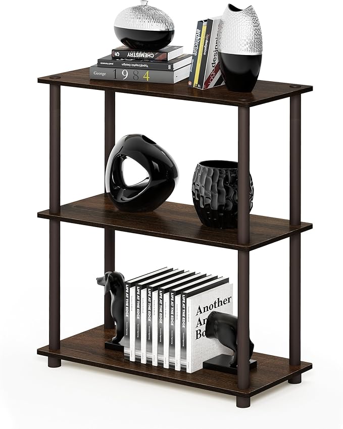 Furinno Turn-N-Tube 3-Tier Compact Multipurpose Shelf Display Rack, Walnut/Brown - Image 5