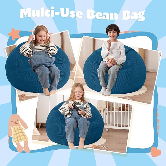 HABUTWAY 2 FT Bean Bag Chair, Giant Bean Bag Chairs, Big Bean Bags - Image 4