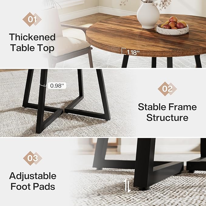 Tribesigns Round Dining Table for 2, 31.5" Industrial Dinner Table - Image 6