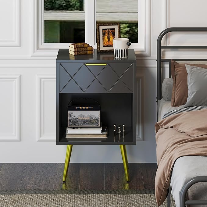 Black Nightstand, Bedside Table - Image 2