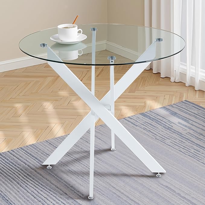 Dining Table for 4 Modern Round Dining Table 35.43" Kitchen & Dining Room Tables by LynginsCreativeLife
