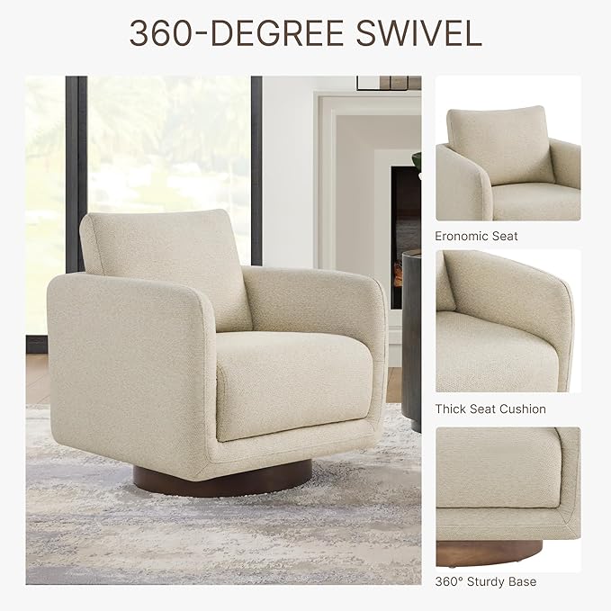 Modern Swivel Accent Chair, 360° Rotating Round Barrel Armchair - Image 4