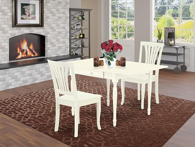 East West Furniture MZAV3-LWH-W 3 Piece Dinette Set - Image 2
