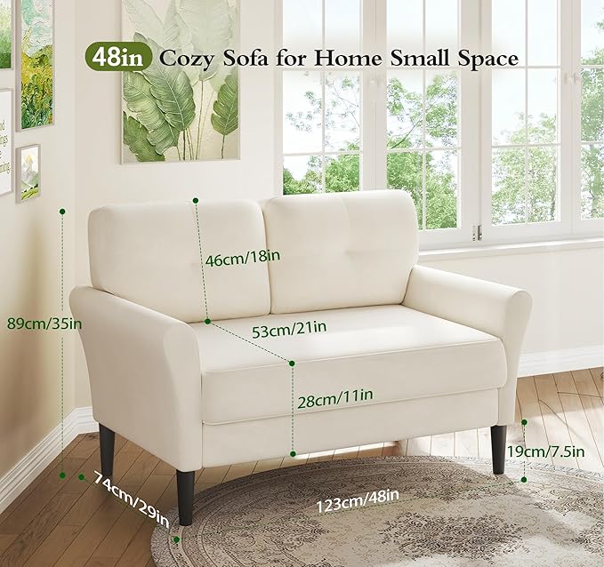 Small Sofa Couch, Soft Velvet Love Seat Couches, Small Couch - Image 2