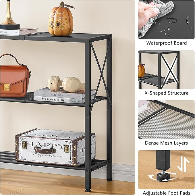 Hoctieon Industrial Console Table, 3-Tier Entryway Table, Metal Frame, Sofa - Image 6