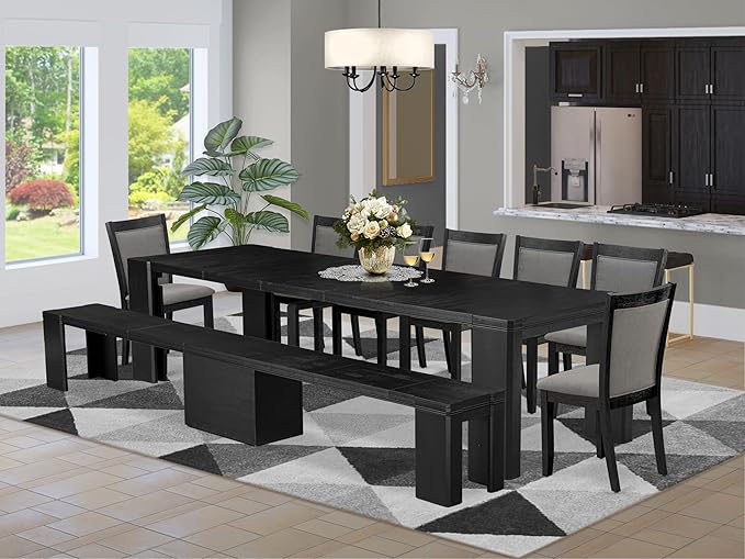 X07MZ-B06-50 - 9-Pc Dining Table Set a Rectangular Dining Table and a wooden by LuxebyEastWestFurniture