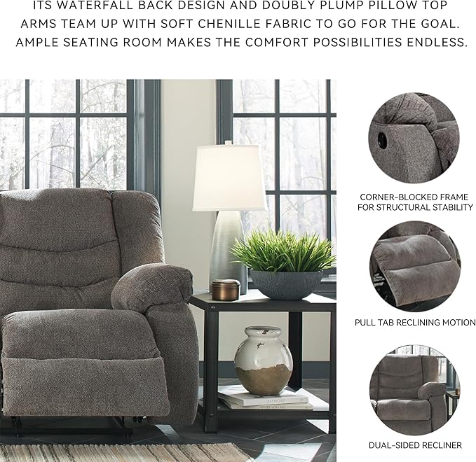 Signature Design by Ashley Loveseat Reclining, Dark Gray - Image 5