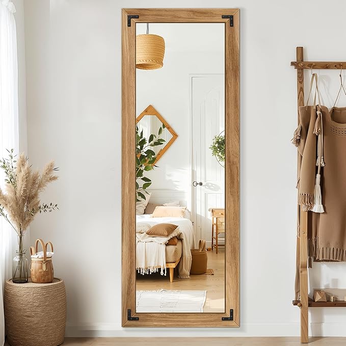 Full Length Mirror with Wooden Frame, Hanging or Leaning Wall-Mounted - Image 7