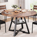 Round Dining Table for 4, Kitchen Dining Room Circle Dinner Pedestal Table by JOCOEVOL