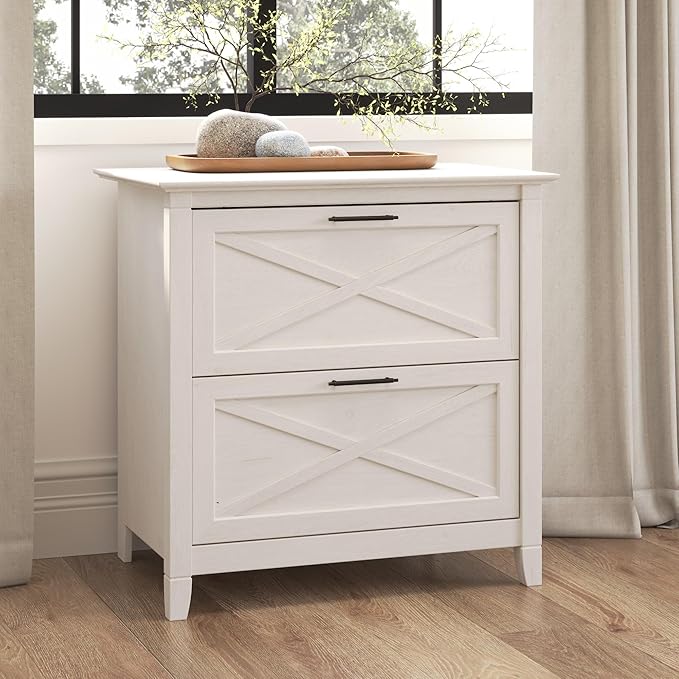 Bush Furniture Key West 2 Drawer Lateral File Cabinet in Linen White Oak | - Image 2