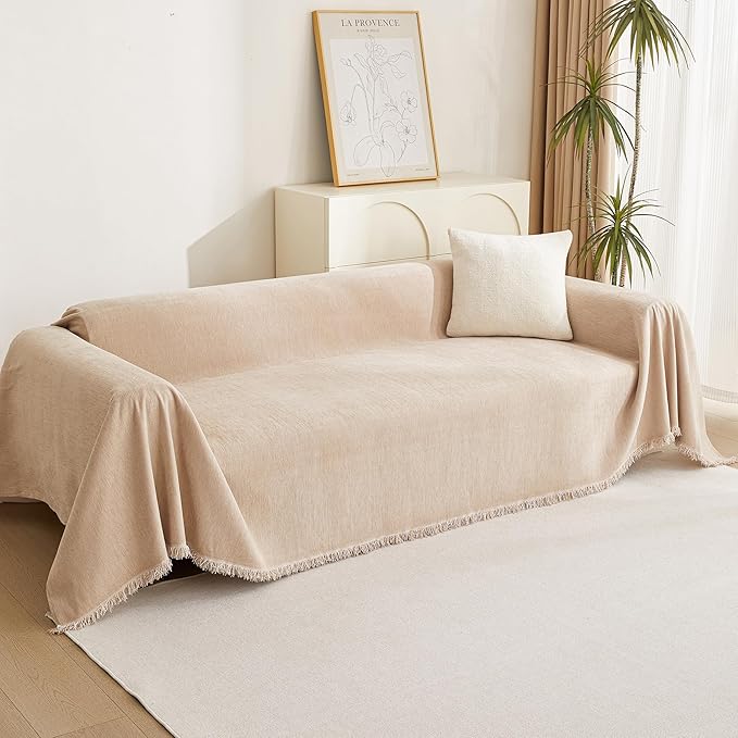 MYSKY HOME Dog Sofa Covers Khaki L-Shaped Sofa Slipcovers, Loveseat Couch - Image 7