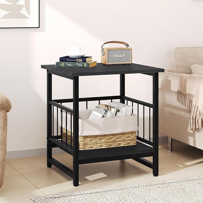 18" Square End Table, Modern Nightstand Side Table, Nightstand by EAZEHOME