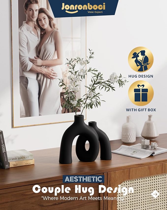 Matte Black Vase Set - Image 3