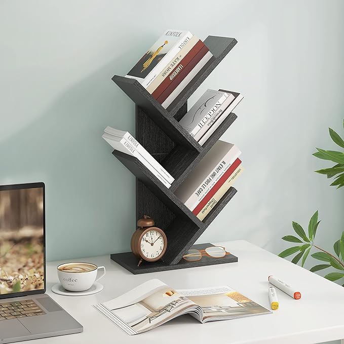 Hoctieon 4 Tier Tree Bookshelf, 4 Shelf Bookcase, Free Standing Tree Bookcase - Image 5
