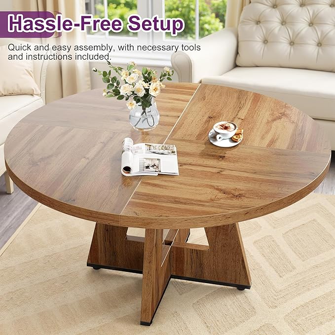Round Dining Table for 4, Farmhouse Table for Dining Room, Living Room - Image 6