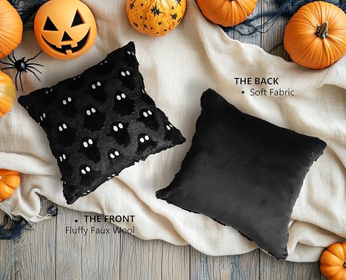 4TH Emotion Halloween Ghost Decorative Pillow Covers 16x16 Set of 2 - Image 5