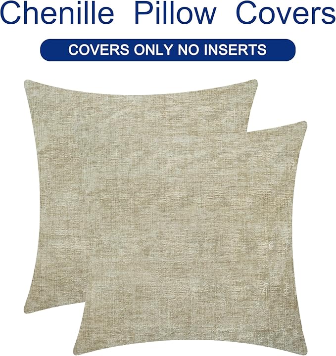 CaliTime Throw Pillow Covers Decorative 26 X 26 Inches Pack of 2 Cozy Chenille - Image 6