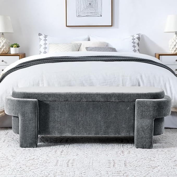 KEIKI 51" Linen Ottoman Bench - Image 6