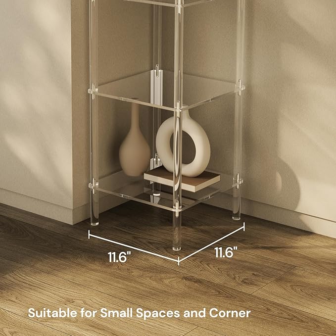 5 Tier Square Acrylic Bookshelf, Small Bookcase - Image 7