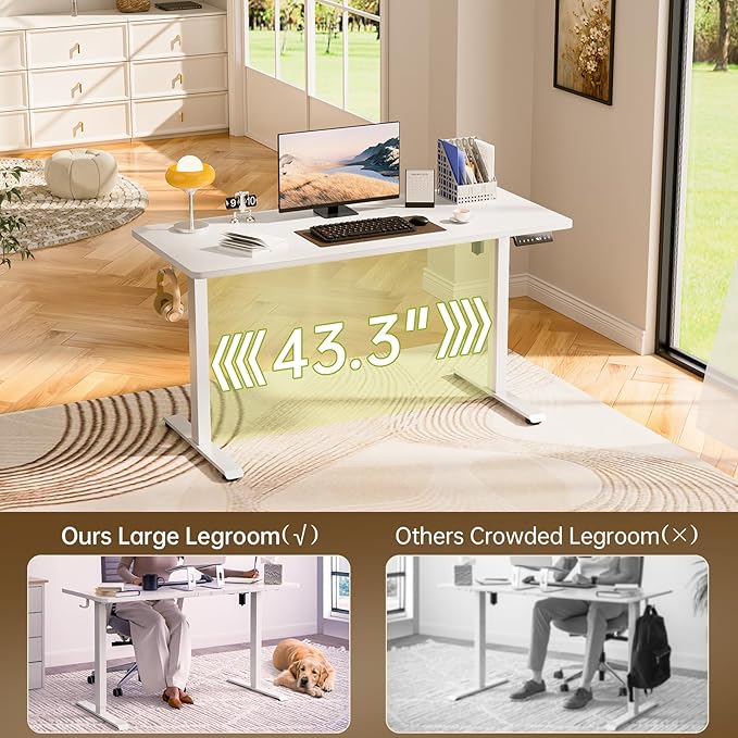 Veken 47.2 Inch Large Electric Standing Desk, 4 Memory Heights Adjustable - Image 9