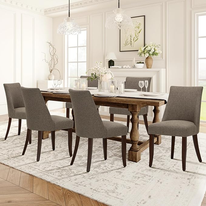 COLAMY Upholstered Dining Chairs Set of 6, Mid Century Modern Kitchen Chairs by COLAMYINC