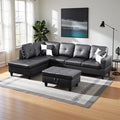 L Shaped Couch Faux Leather Sectional Couch Upholstered 3 Pieces Sofas by LynginsCreativeLife
