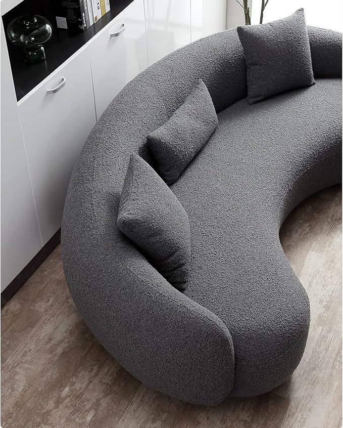 Acanva Mid Century Modern Curved Living Room Sofa, 4-Seat Boucle Fabric Couch - Image 6
