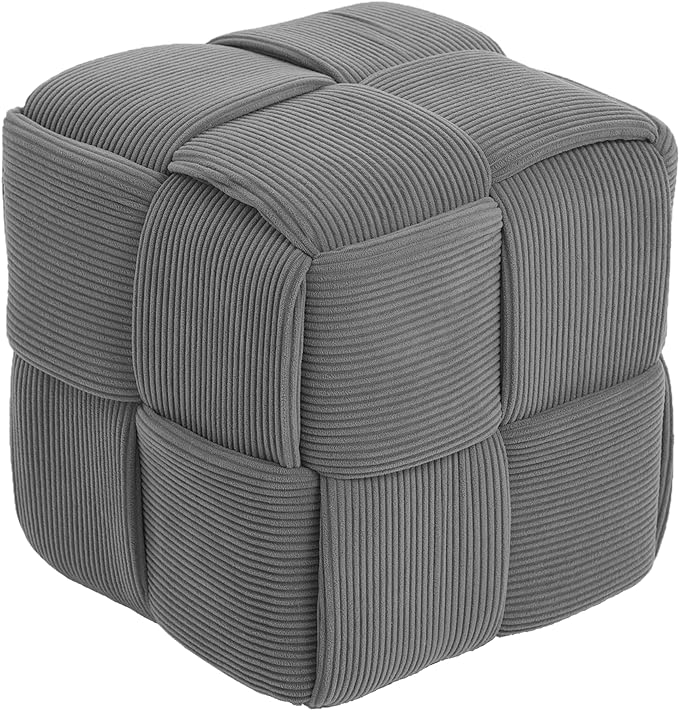 Ottoman Foot Rest Soft and Comfortable Ottoman Square Corduroy Woven Design by Cmishe