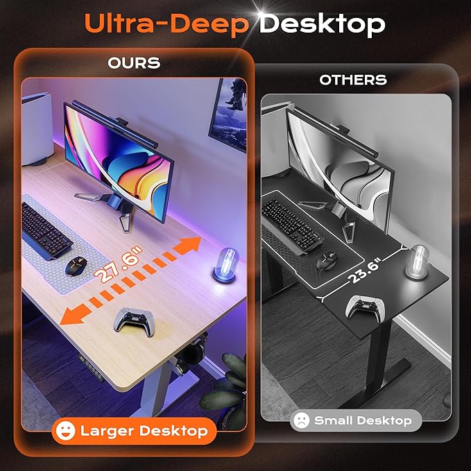Huuger 55 x 28 Large Electric Standing Desk, Height Adjustable Desk, 27.6" Deep - Image 4