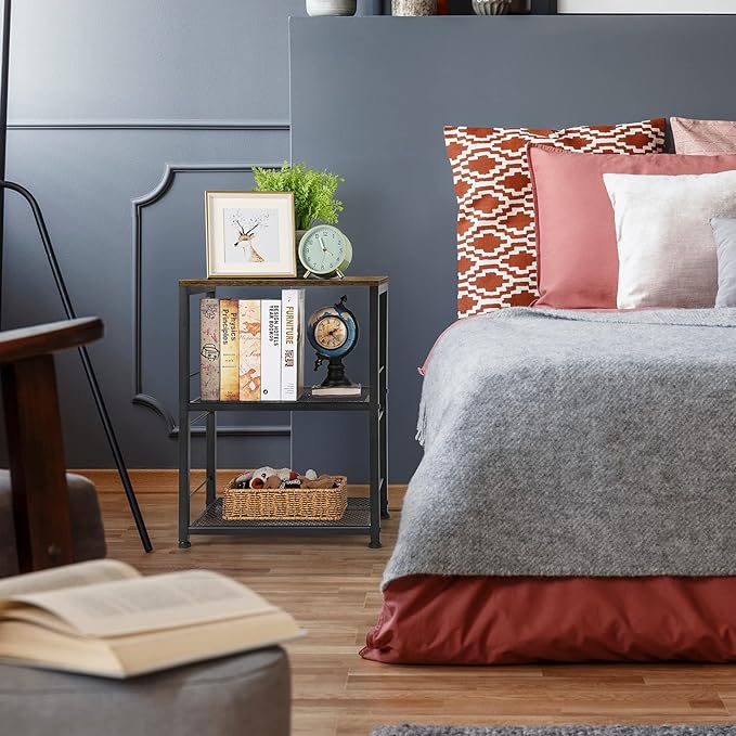OYEAL Small Nightstand Industrial Square End Table - Image 2