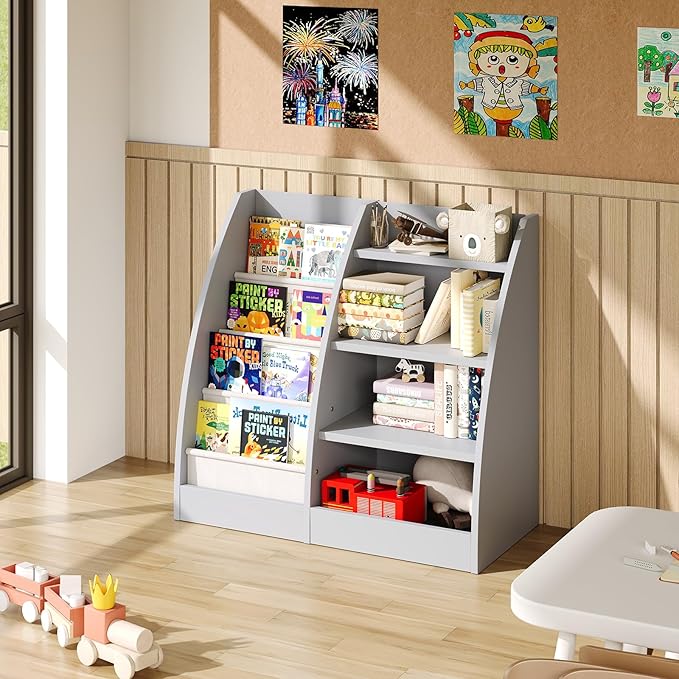 4 Tier Kids Bookshelf, 4 Layer Sling Kids Book Shelf - Image 3