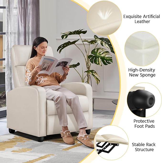 Yaheetech Recliner Chair PU Leather Recliner Sofa Home Theater Seating - Image 6