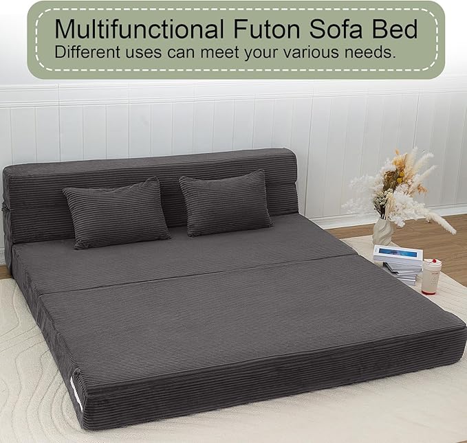 MeMoreCool Boneless Folding Sofa Bed Queen, Corduroy Convertible Sleeper Chair - Image 5
