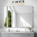 Silver Bathroom Mirror, 36x48 inch Wall Mirror by BONEWEI