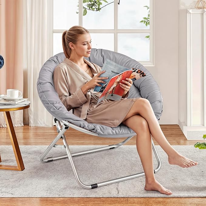 MoNiBloom Round Folding Saucer Chairs Set of 2 - Image 4