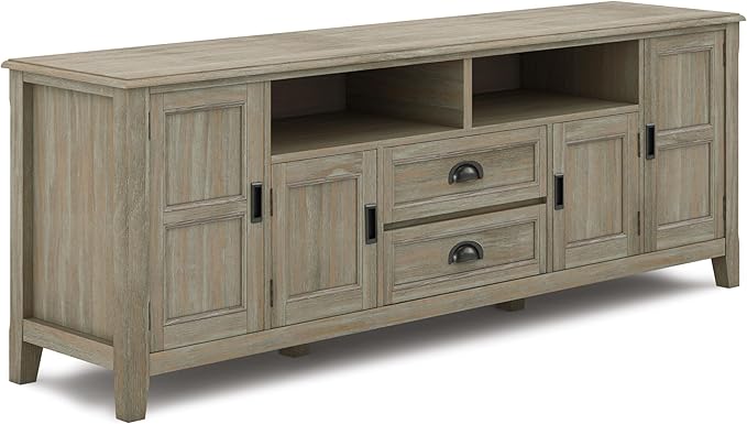 SIMPLIHOME Burlington SOLID WOOD 72 inch Wide Transitional TV Media Stand in by SimpliHome
