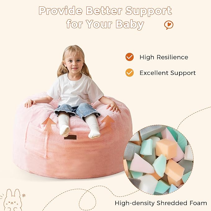 MAXYOYO Kids Bean Bag Chair, Stuffed Faux Fur Bean Bag - Image 5