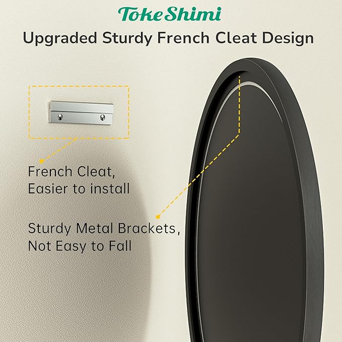 TokeShimi 16 in Round Black Bathroom Mirror Framed, Modern Circle Wall Mirror - Image 6