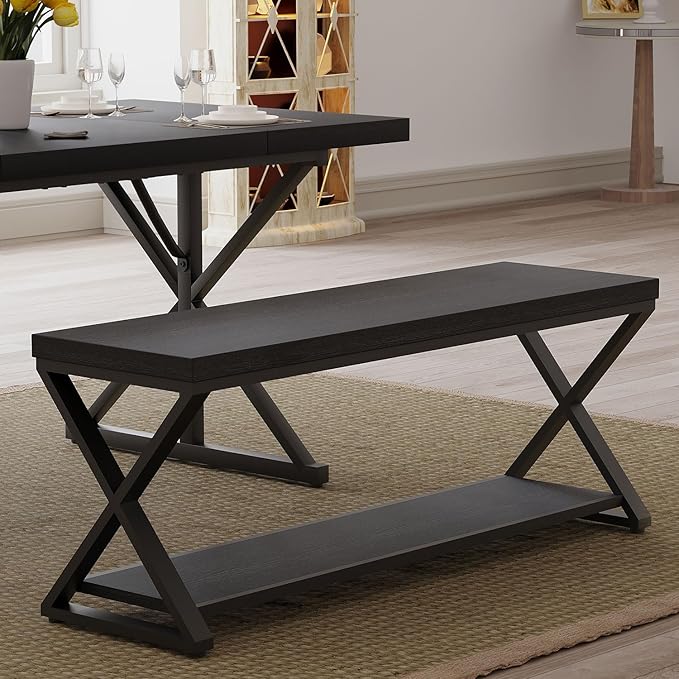 IBF Black Bench, Modern Entryway Bench - Image 8
