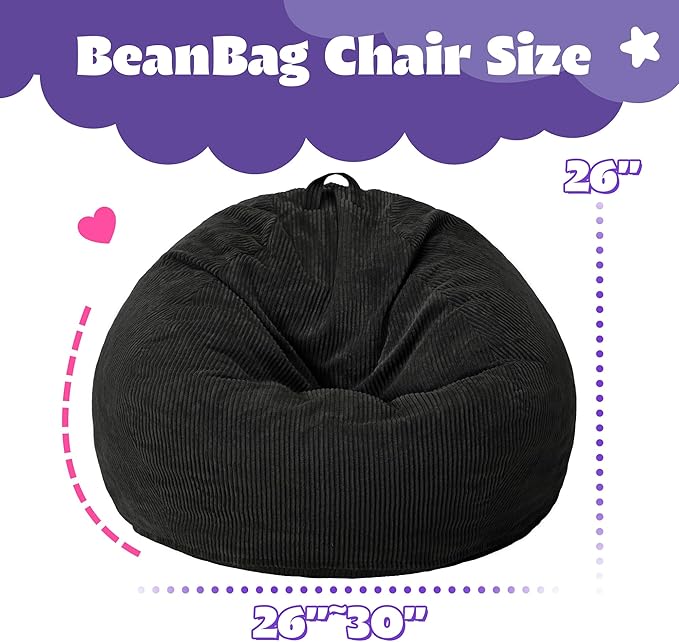 HABUTWAY 2 FT Bean Bag Chair, Giant Bean Bag Chairs, Big Bean Bags - Image 2