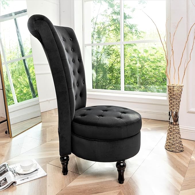 Container Furniture Direct Royal High-Back Velvet Accent Chair - Image 10