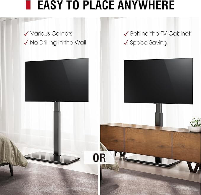 Swivel TV Floor Stand for 32-65 Inches TVs, 8 Level Height Adjustable Corner - Image 4
