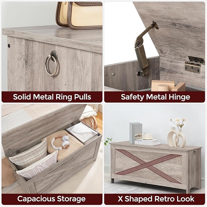 39.4" Toy Chest, Sturdy Entryway Storage Chest - Image 4