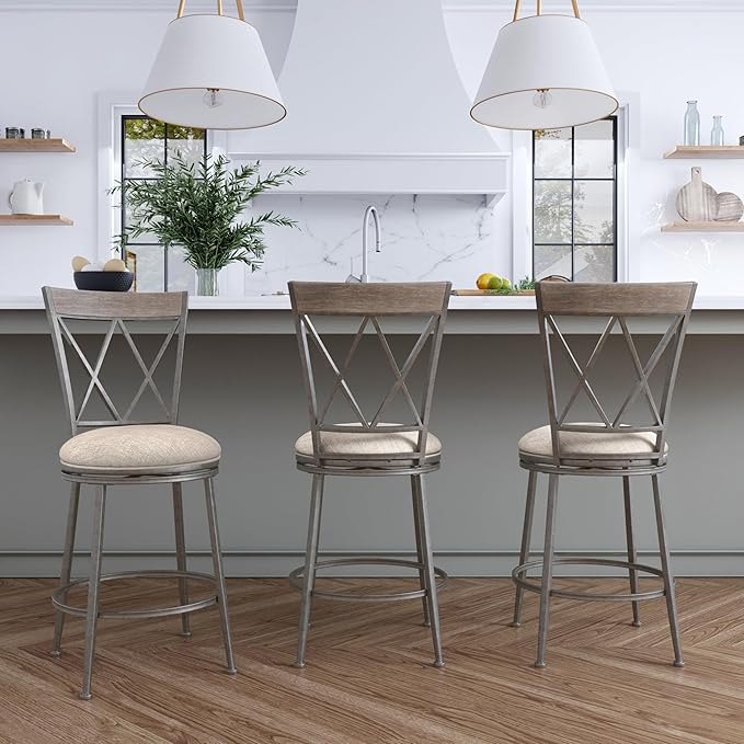 Hillsdale Stewart Indoor/Outdoor Swivel Counter Height Stool, Aged Pewter - Image 6