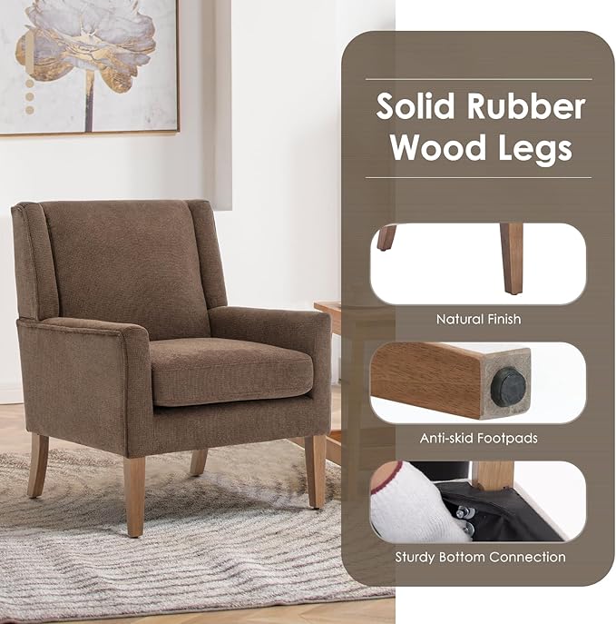 COLAMY Modern Wingback Living Room Chair Set of 2, Upholstered Fabric Accent - Image 5