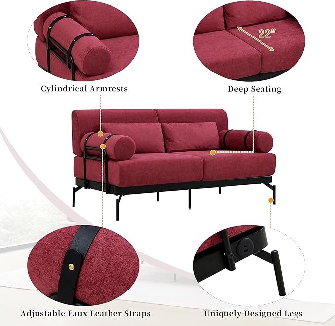 Modern Loveseat Sofa 59" Sofa Couch 2-Seater Sofa - Image 3