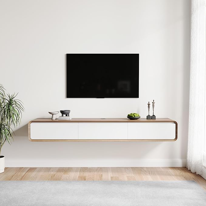 POVISON Fully-Assembled Minimalist Floating TV Stand, Modern Wall-Mounted - Image 7